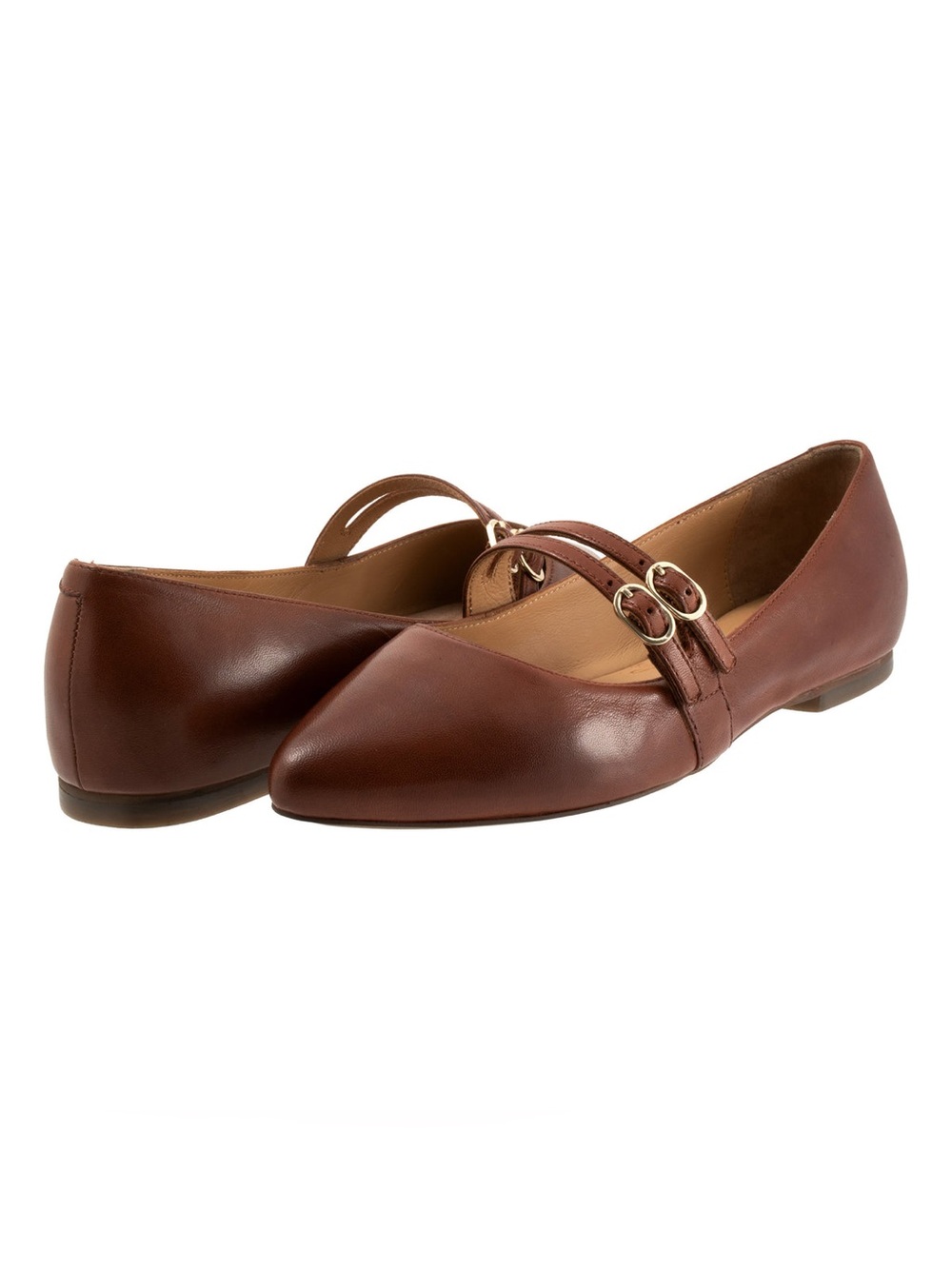 NEW Trotters Emerald Brown Leather Pointed Mary Jane Flats Womens 8 MSRP $150